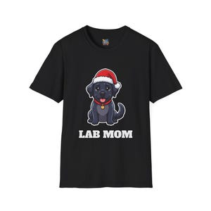 Lab Mom Christmas Shirt, Black Lab Santa Hat Tee, Lab Mom Gift, Lab Lover Top image 1