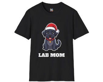 Lab Mom Christmas Shirt, Black Lab Santa Hat Tee, Lab Mom Gift, Lab Lover Top