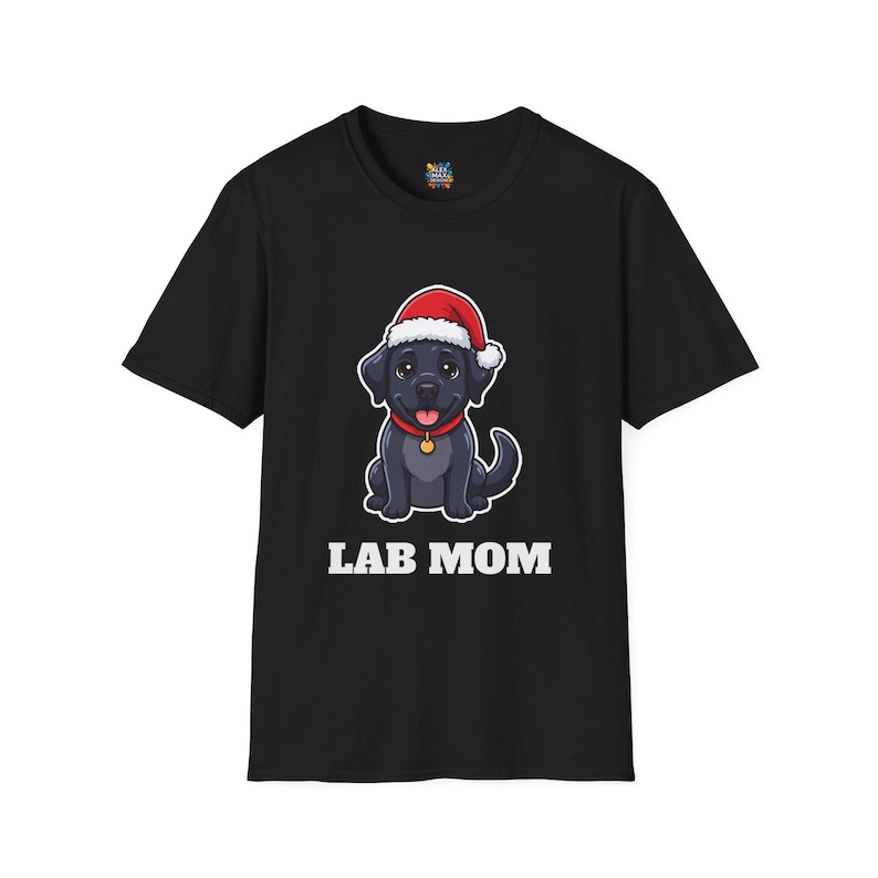 Lab Mom Christmas Shirt, Black Lab Santa Hat Tee, Lab Mom Gift, Lab Lover Top image 1