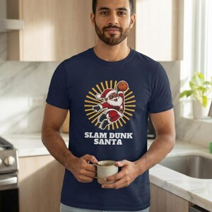 Slam Dunk Santa Christmas Shirt, Retro Basketball Santa Tee, Xmas Gift for Hoops Fans image 6