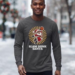 Slam Dunk Santa Christmas Shirt, Retro Basketball Santa Tee, Xmas Gift for Hoops Fans image 9