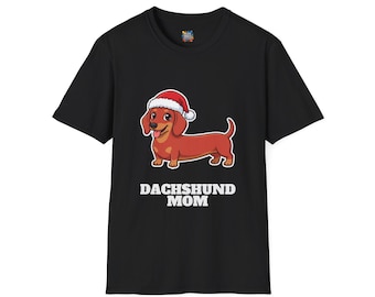 Dachshund Mom Christmas Shirt, Doxie Santa Hat Tee, Wiener Dog Mom Gift, Xmas Top