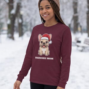 Camiseta navideña para mamás de bulldog francés, camiseta de Papá Noel para bulldog francés, regalo para mamás de bulldog francés, camiseta para amantes de los bulldogs franceses imagen 8