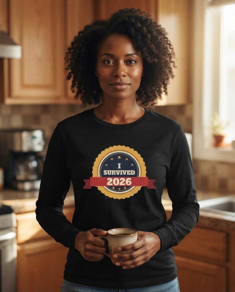 Camiseta "Sobreviví al 2026", Camiseta divertida con insignia de superviviente, Camiseta de Año Nuevo, Camiseta "Lo logramos" imagen 9
