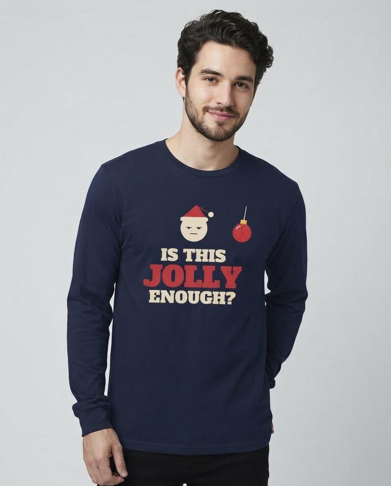 Funny Christmas Shirt, Is This Jolly Enough Tee, Sarcastic Xmas Shirt, Vintage Holiday Top image 7
