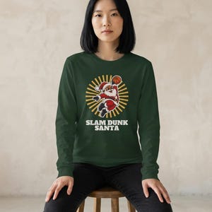 Slam Dunk Santa Christmas Shirt, Retro Basketball Santa Tee, Xmas Gift for Hoops Fans image 8