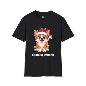 Corgi Mom Christmas Shirt, Corgi Santa Hat Tee, Corgi Mom Gift, Corgi Lover Top zdjęcie 1