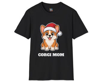 Corgi Mom Christmas Shirt, Corgi Santa Hat Tee, Corgi Mom Gift, Corgi Lover Top
