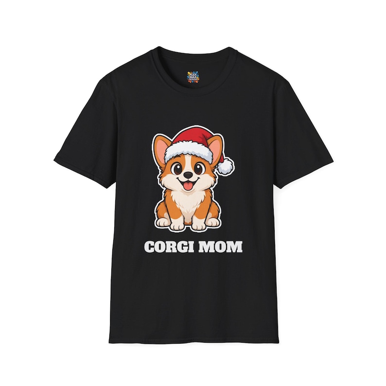 Corgi Mom Christmas Shirt, Corgi Santa Hat Tee, Corgi Mom Gift, Corgi Lover Top zdjęcie 1