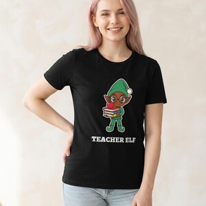 Teacher Elf Christmas Shirt, Cute Teacher Holiday Tee, Teacher Gift, Xmas Elf Top afbeelding 3