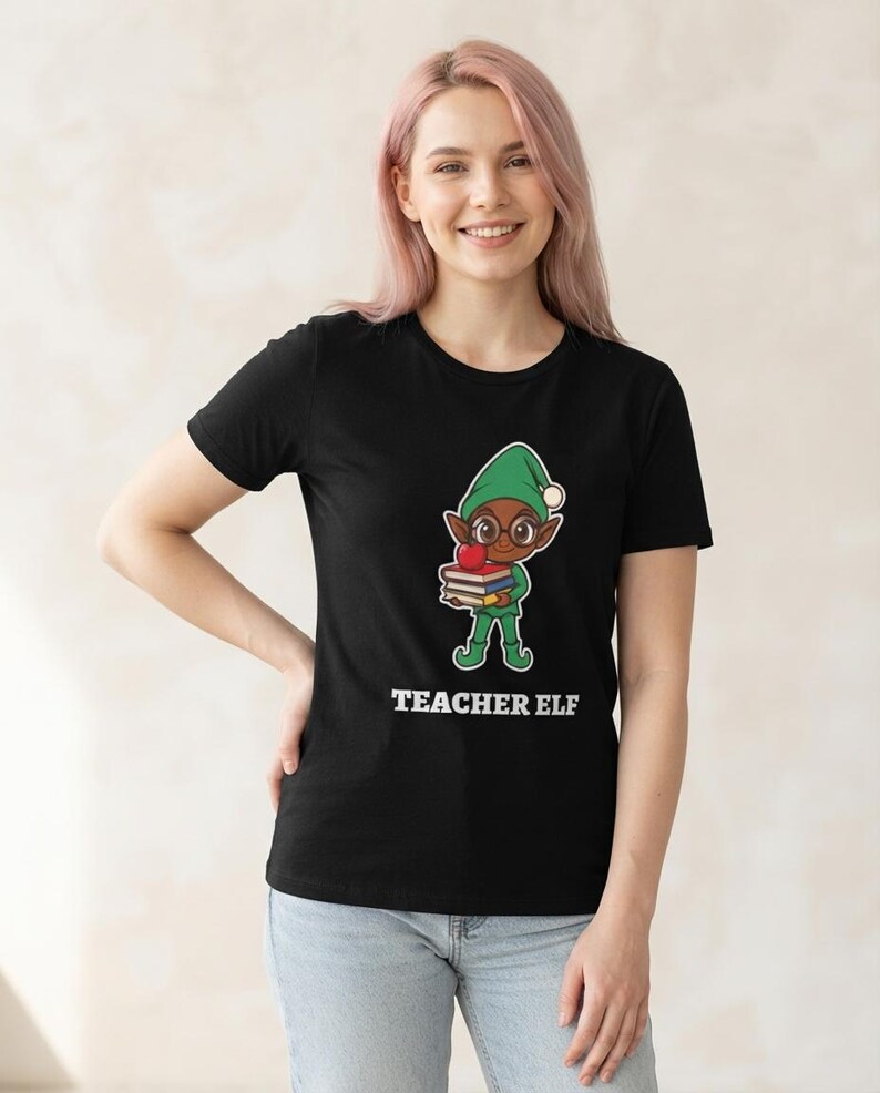 Teacher Elf Christmas Shirt, Cute Teacher Holiday Tee, Teacher Gift, Xmas Elf Top afbeelding 3