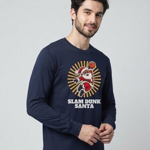 Slam Dunk Santa Christmas Shirt, Retro Basketball Santa Tee, Xmas Gift for Hoops Fans image 5