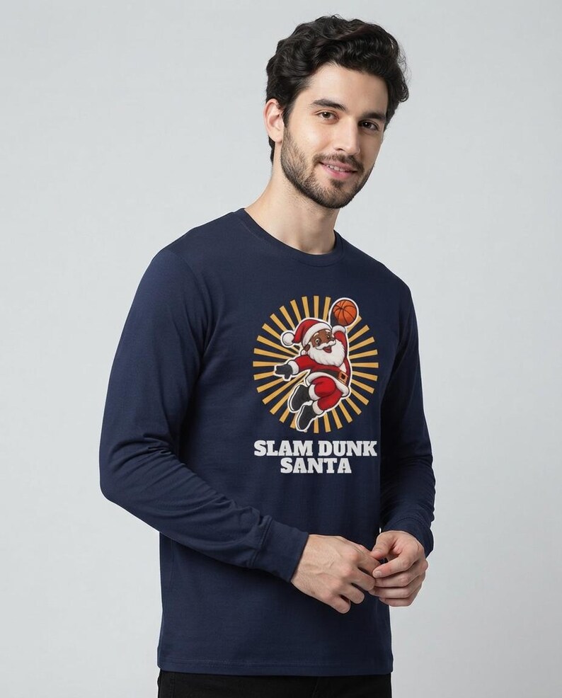 Slam Dunk Santa Christmas Shirt, Retro Basketball Santa Tee, Xmas Gift for Hoops Fans image 5