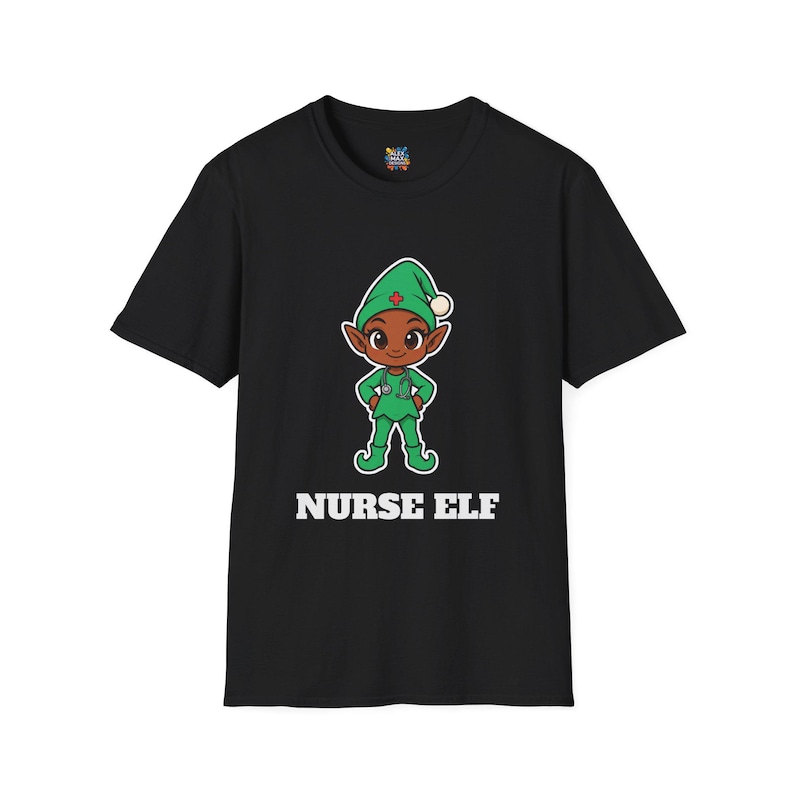 Nurse Elf Christmas Shirt, Cute Nurse Holiday Tee, Nurse Gift, Stethoscope Elf Top image 1