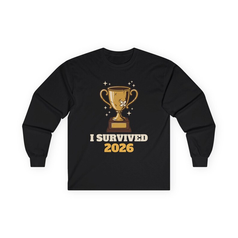 I Survived 2026 Trophy Tee, Funny Battered Trophy Shirt, We Made It Top Bild 1