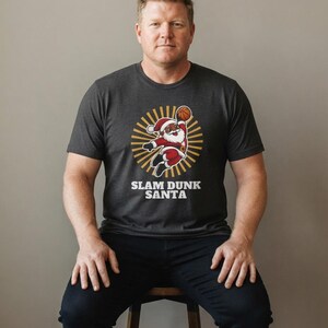 Slam Dunk Santa Christmas Shirt, Retro Basketball Santa Tee, Xmas Gift for Hoops Fans image 10
