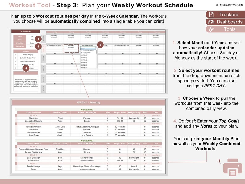 Workout Planner: Customizable Excel Spreadsheet (digital Download) - Etsy