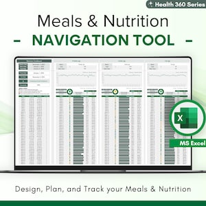 Meal Planner and Nutrition Tracker, Food and Dish Database, Automated Dashboards, Digital Download, Excel Spreadsheet, Customizable Template