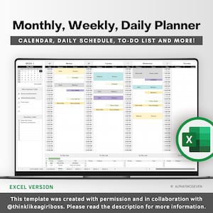 Undated Weekly Planner: Daily Schedule Excel Template