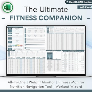 The Ultimate Fitness Companion, Fitness and Weight Transformation, Nutrition and Workout Planner, Excel Spreadsheet, Customizable Template