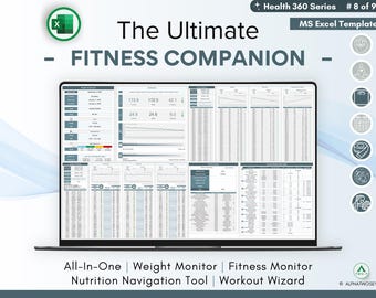 The Ultimate Fitness Companion, Fitness and Weight Transformation, Nutrition and Workout Planner, Excel Spreadsheet, Customizable Template