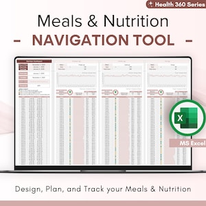Meal Planner and Nutrition Tracker, Food and Dish Database, Automated Dashboards, Digital Download, Excel Spreadsheet, Customizable Template