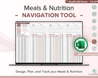 Meal Planner and Nutrition Tracker, Food and Dish Database, Automated Dashboards, Digital Download, Excel Spreadsheet, Customizable Template