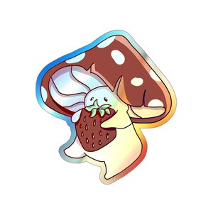 Pegatina de hongo kawaii, pegatina holográfica troquelada, pegatina bonita, paquete de pegatinas, calcomanía para portátil