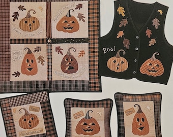 Pattern - Pumpkin Party Jack-o-lantern Wall Hanging Pattern, Pillow Pattern, Physical Pattern