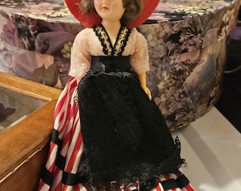 Toy - Arco Sleepy Eyed Doll, Vintage Doll Brown Hair Blue Eyes, Paris France Outfit