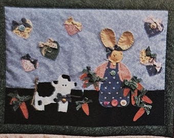 Pattern - Bunny & Buttercup Wall Quilt/Applique Pattern, Physical Pattern