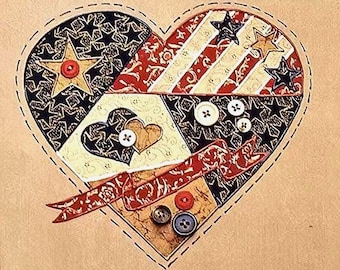 Iron On Applique - Americana Heart Iron On Applique Kit