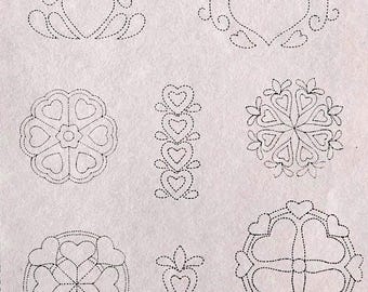 Pattern - Hearts Pattern, 18 Hearts Quilting Pattern, Physical Pattern