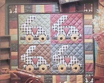 Pattern - Folk Heart Rabbits Quilt Pattern, Physical Pattern