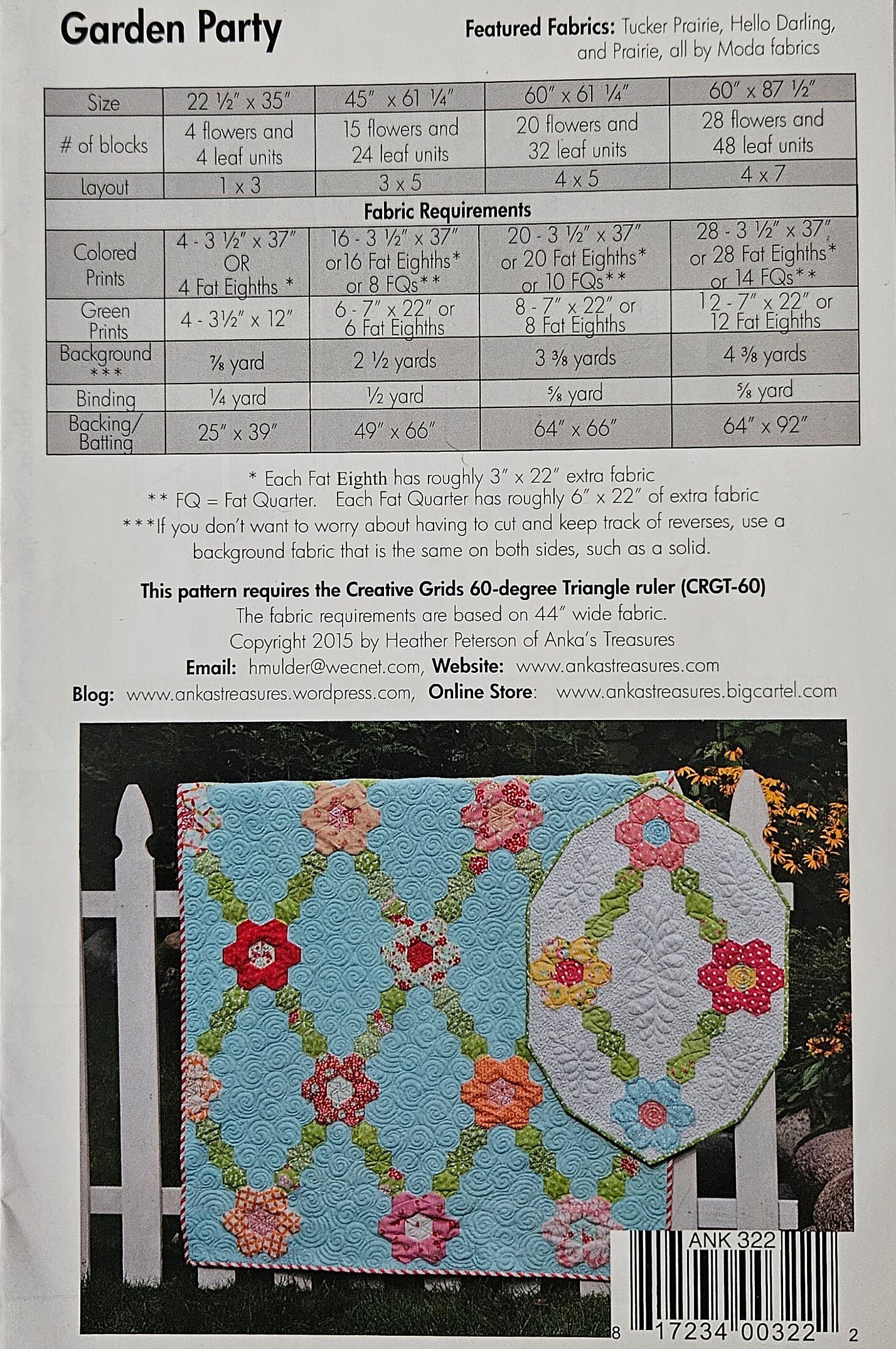 Pattern - Garden Party Quilt Pattern, Physical Pattern - Etsy