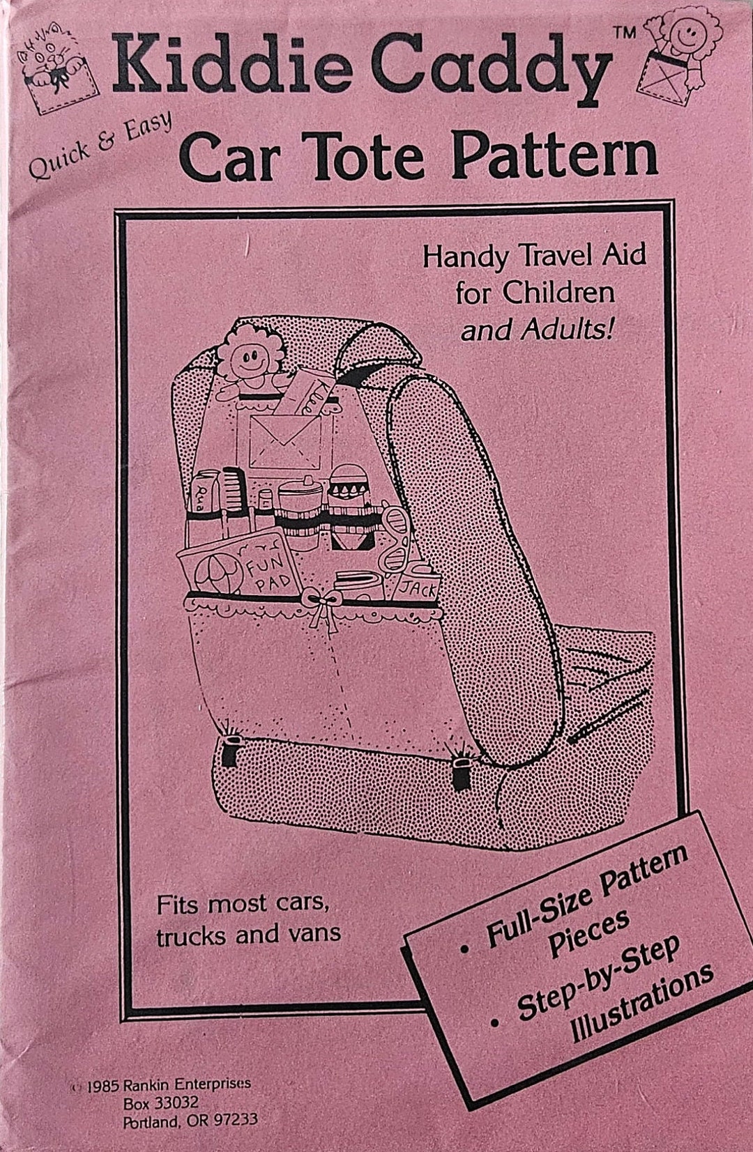 Pattern - Kiddie Caddy Car Tote Pattern, Physical Pattern - Etsy