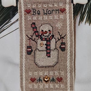 Pattern and Charms - Be Warm Cross Stitch Pattern, Includes Heart Charms, Physical Pattern