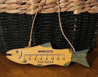 Gift - Minnesota Fish Ruler, Wood Fish Shaped Ruler