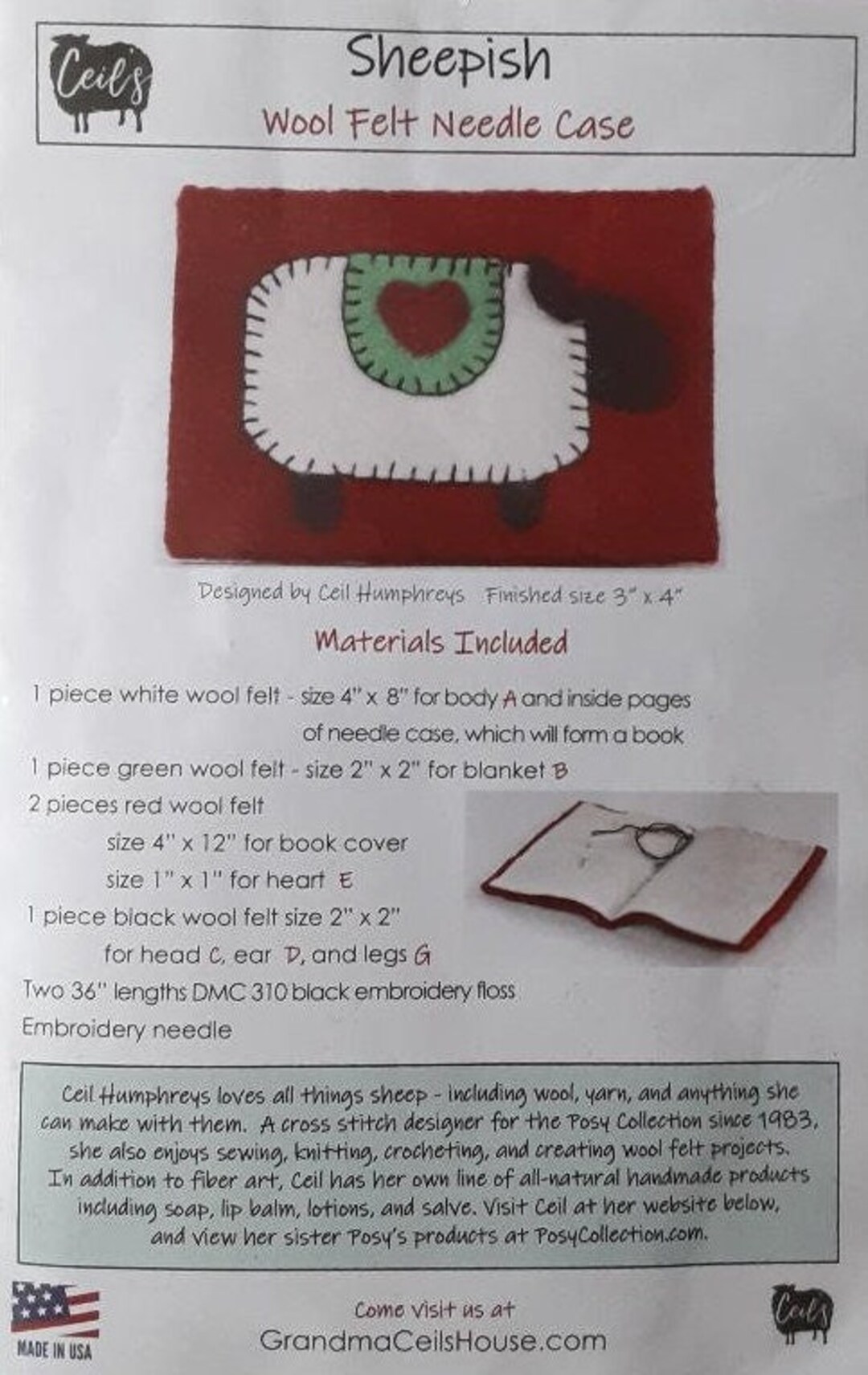 Sheepish Wool Felt Needle Case Kit Etsy