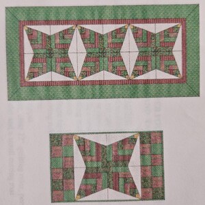 Pattern - Log Cabin Star Table Runner Pattern and Table Mats Pattern, Physical Pattern