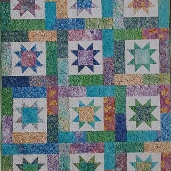 Pattern - Lucky Stars Quilt Pattern, Physical Pattern