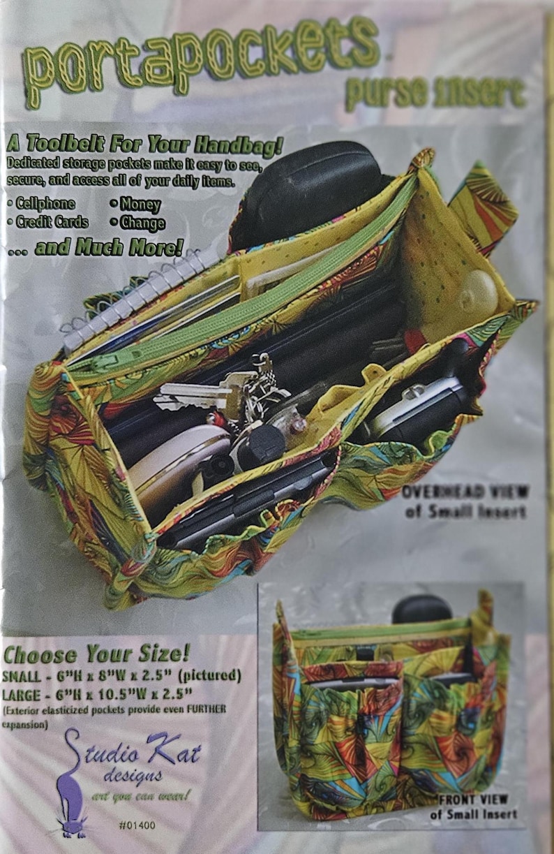 Pu&ograve; includere: Un inserto per borsa "portapockets" colorato con pi&ugrave; tasche e cerniere, progettato per organizzare oggetti come cellulari, carte di credito e denaro. L'inserto &egrave; realizzato in tessuto fantasia.