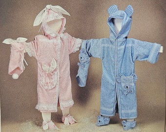 Pattern - Bath Buddies Pattern, Bunny/Bear Robe & Slippers Pattern, Physical Pattern