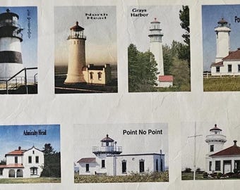 Fabric Panels - 8 pc Lighthouse Panels from Washington, 8 Pc Fabric Panels