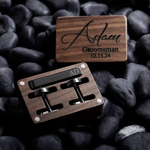 Personalized Cufflinks, Groomsmen Gifts, Engraved Cufflinks, Groomsmen Proposal, Groomsman Cuff Links, Custom Tie Clip