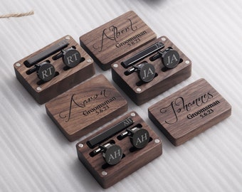 Groomsmen Gifts, Cufflinks and Tie Clip Set, Groomsmen Proposal, Groomsman Cufflinks, Best Man Gift, Engraved Cuff Links, Wedding Cufflinks