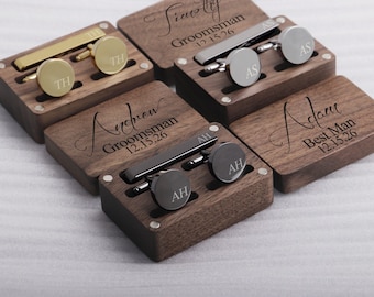 Engraved Groomsmen Cufflinks, Groomsmen Gifts, Personalized Cuff Links, Cufflinks Set with Box for Best Man Gift, Groomsman Proposal