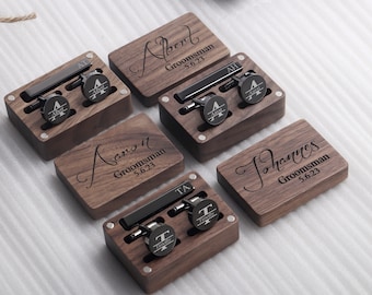 Groomsmen Gifts, Cufflinks and Tie Clip Personalized, Groomsman Gift Cufflink, Best Man Gift, Custom Cuff Links, Groomsmen Proposal