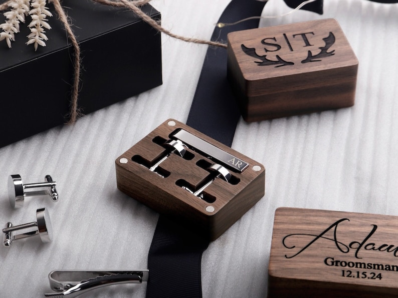 Groomsmen Gifts, Tie Clip Personalized, Groomsmen Cufflinks, Best Man Gift, Wedding Tie Clip Set, Groomsmen Proposal, Usher Gifts image 4