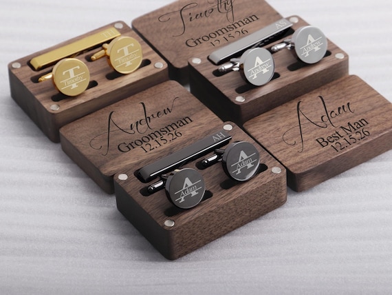 Engraved Cufflinks Groomsman Gift, Wedding Cuff Links
